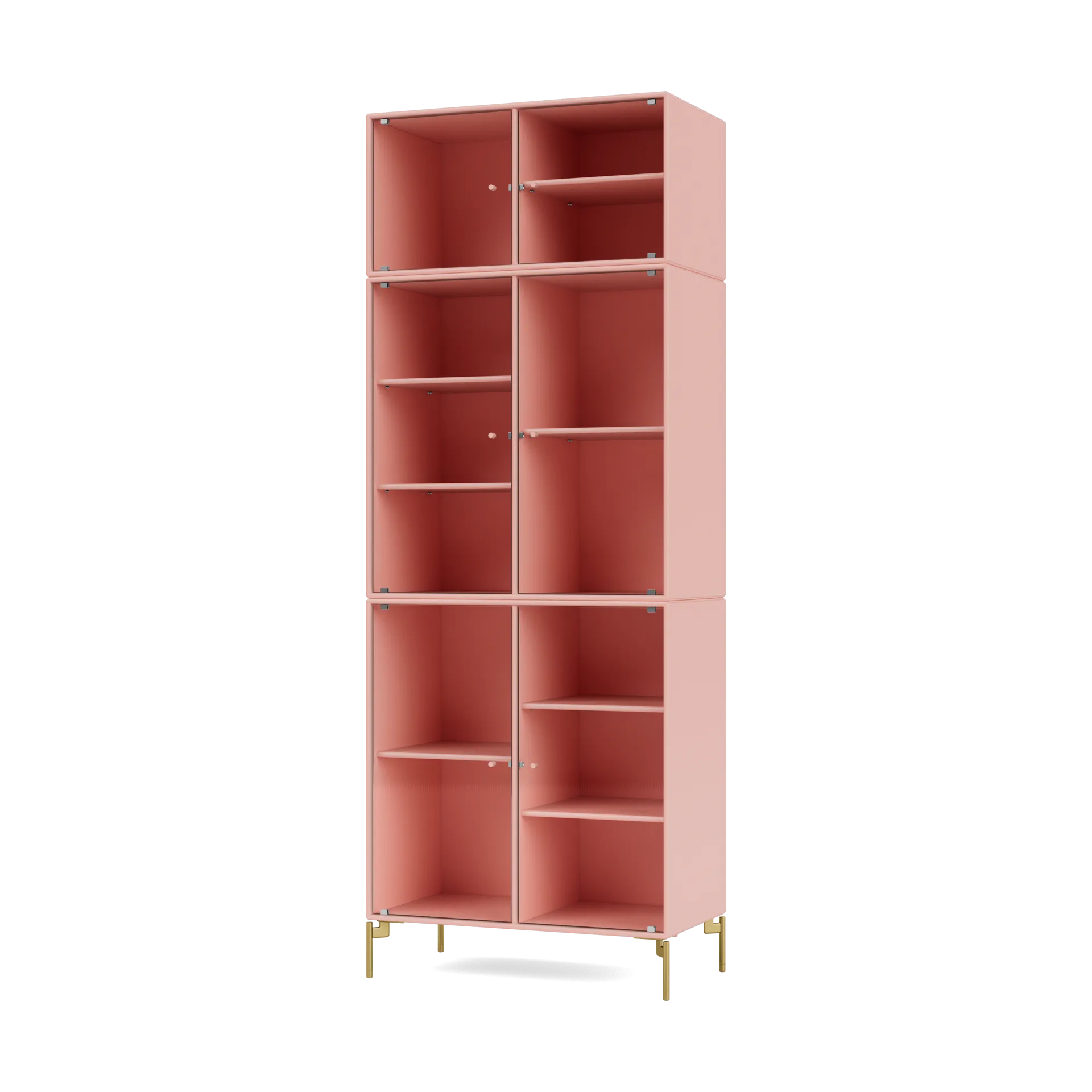 Ripple IV vitrinskåp 69,6x187,2x38 cm, Ruby-ben brass Montana