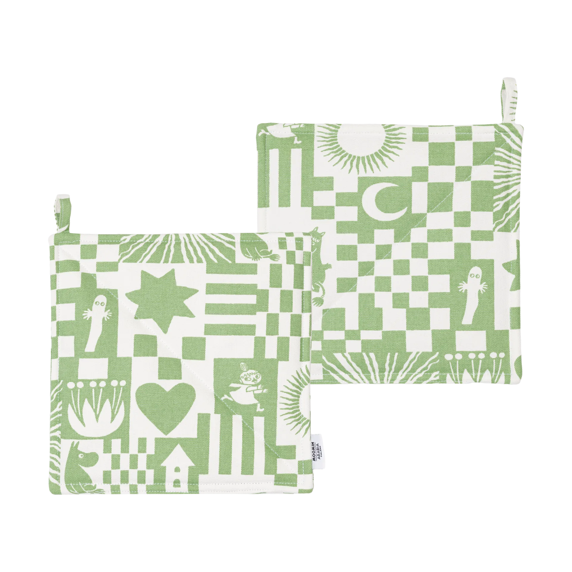 Fest mumin grytlapp 22x22 cm 2-pack, Grön Moomin Arabia