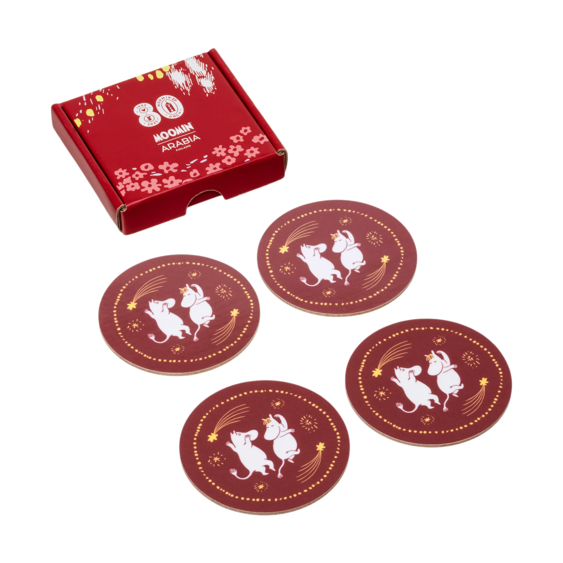 Festliga stunder mumin glasunderlägg 4-pack, Ø9 cm Moomin Arabia