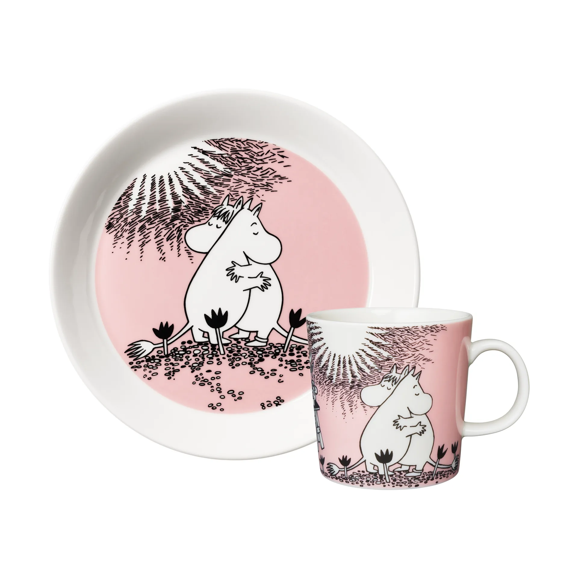 Kärlek 30 årsdag Muminmugg & tallrik Limited Edition, 2 delar Moomin Arabia