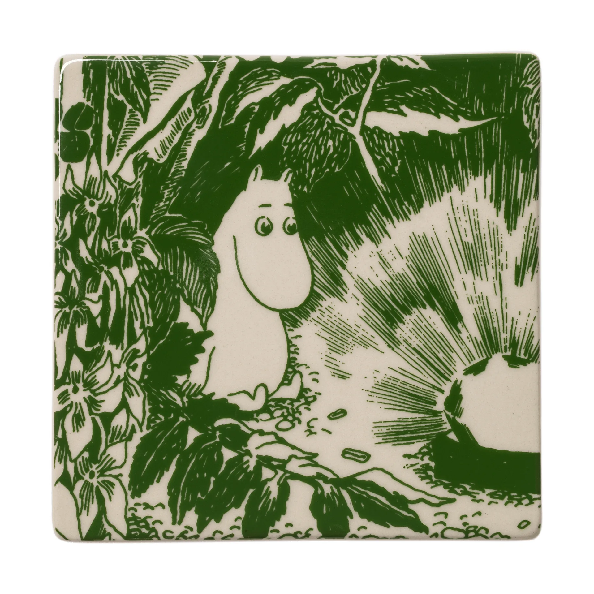 Mystikens skog Mumin glasunderlägg, Grön, 10x10 cm, 2-pack Moomin Arabia