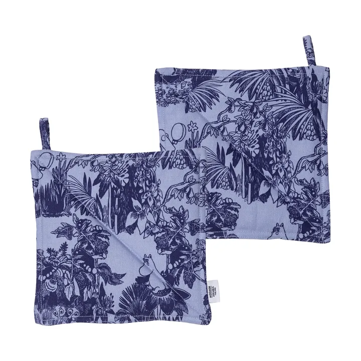 Mystikens skog Mumin grytlappar - Blå, 22x22 cm, 2-pack - Moomin Arabia