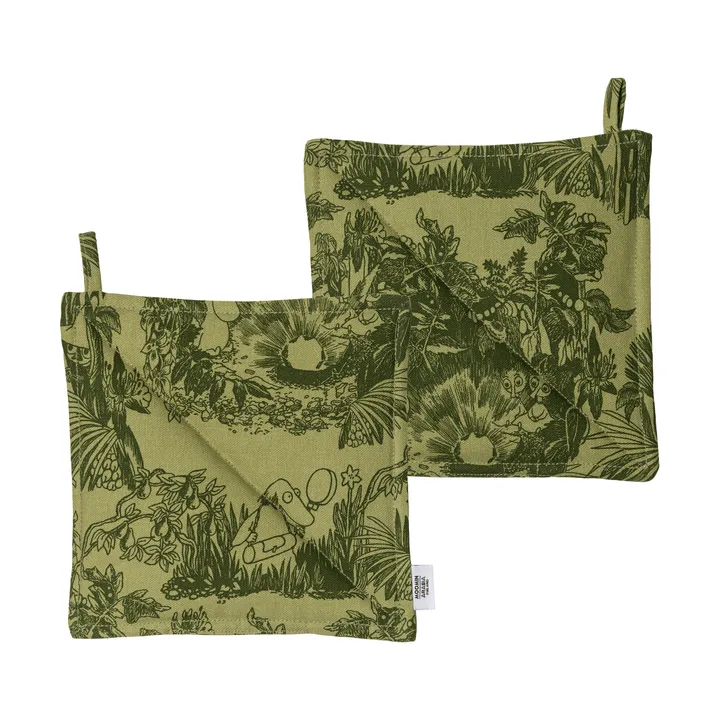 Mystikens skog Mumin grytlappar - Grön, 22x22 cm, 2-pack - Moomin Arabia