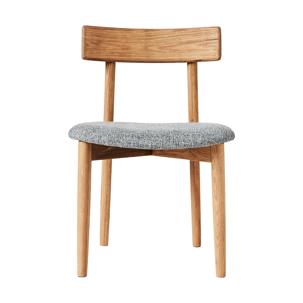 Tetra stol med klädd sits, Betongfärgat tyg-naturoljad ek MUUBS