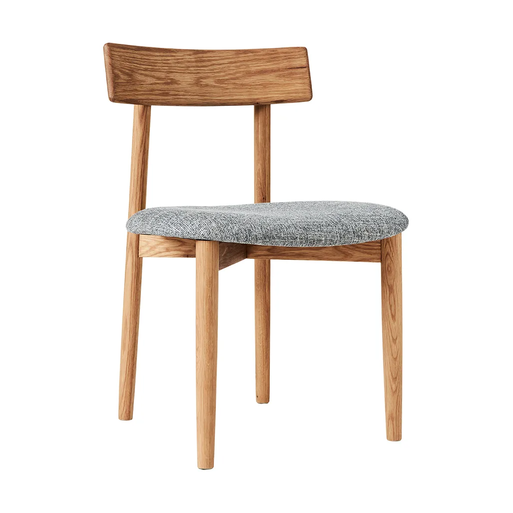 Tetra stol med klädd sits, Betongfärgat tyg-naturoljad ek MUUBS