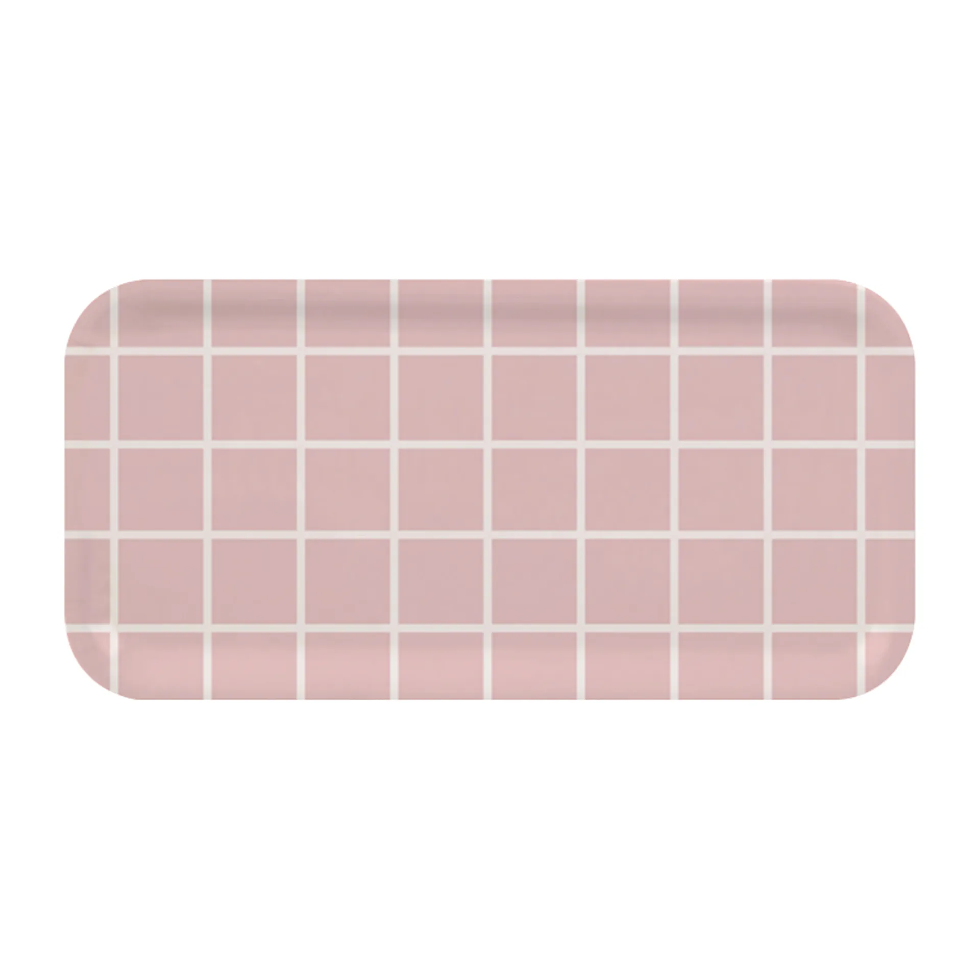 Checks & Stripes bricka 13x27 cm, Rosa-vit Muurla