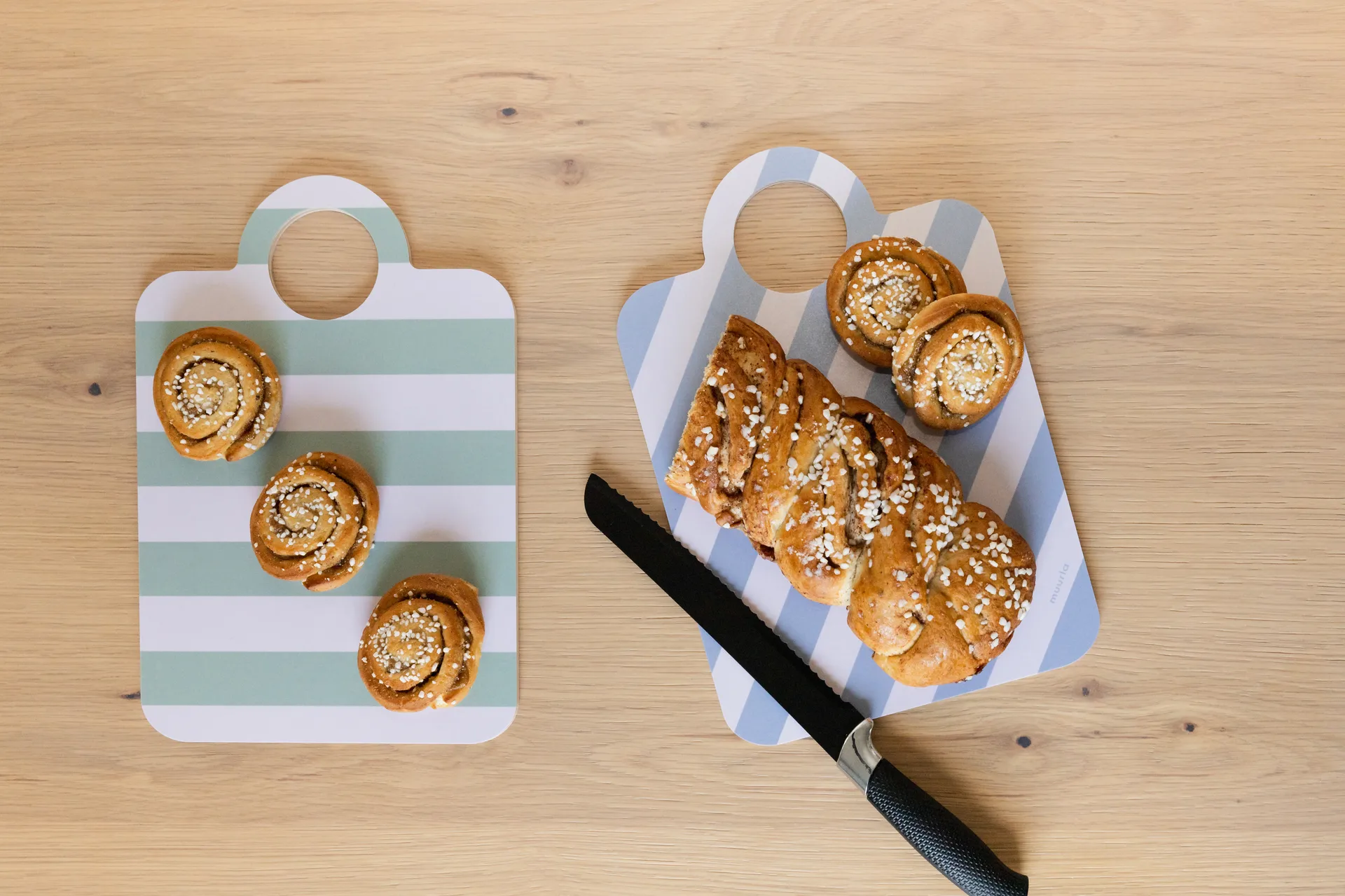 Checks & Stripes bricka 21x31 cm, Mint-blå Muurla