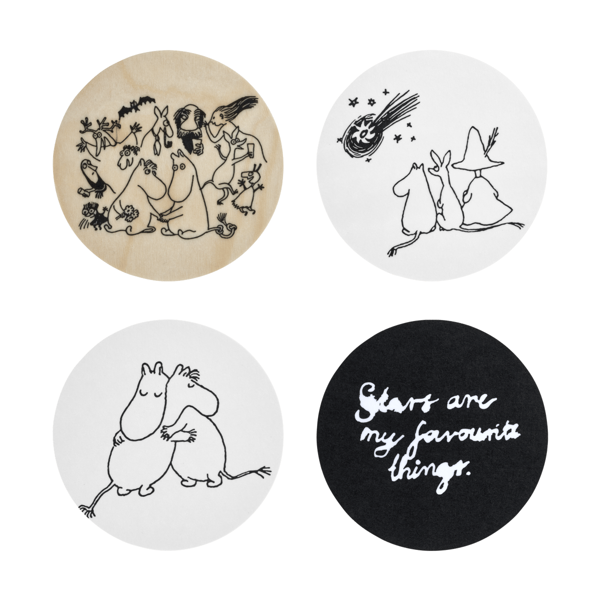 Muurla Mumin 80 glasunderlägg 11 cm 4-pack Multi | Skandinavisk Design | Glasunderlägg | Multi