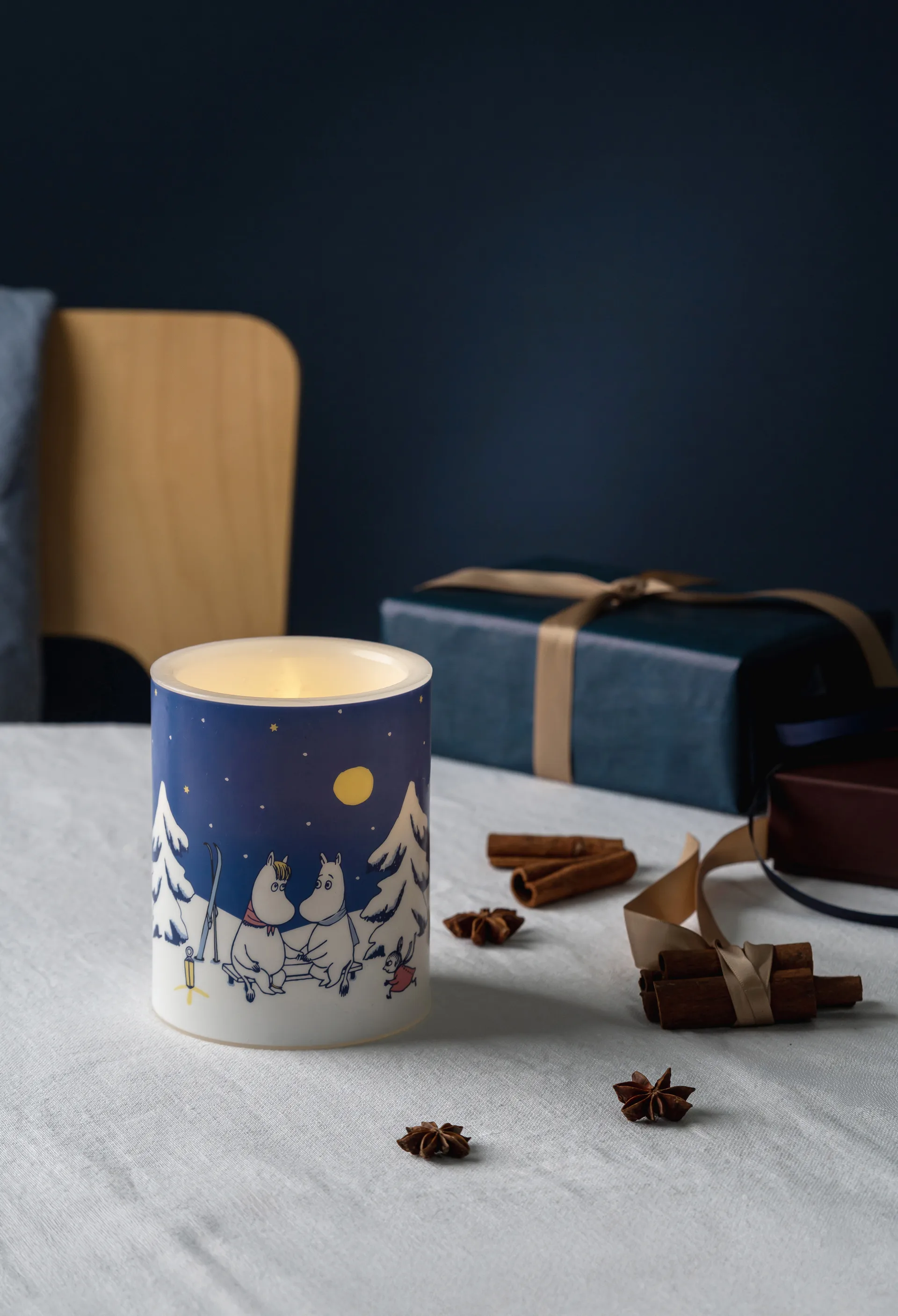 Mumin blockljus LED 12,5 cm, Starry night Muurla