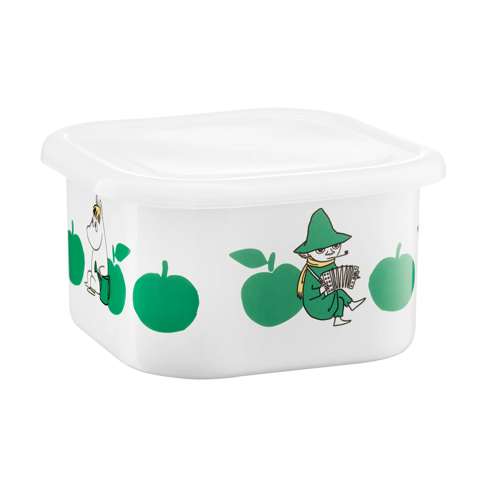 Mumin emaljburk med lock 1,5 L, Joyfull Apples-grön Muurla