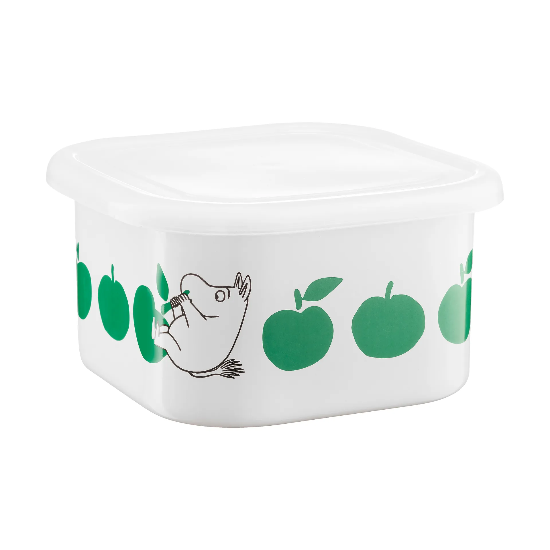 Mumin emaljburk med lock 1,5 L, Joyfull Apples-grön Muurla