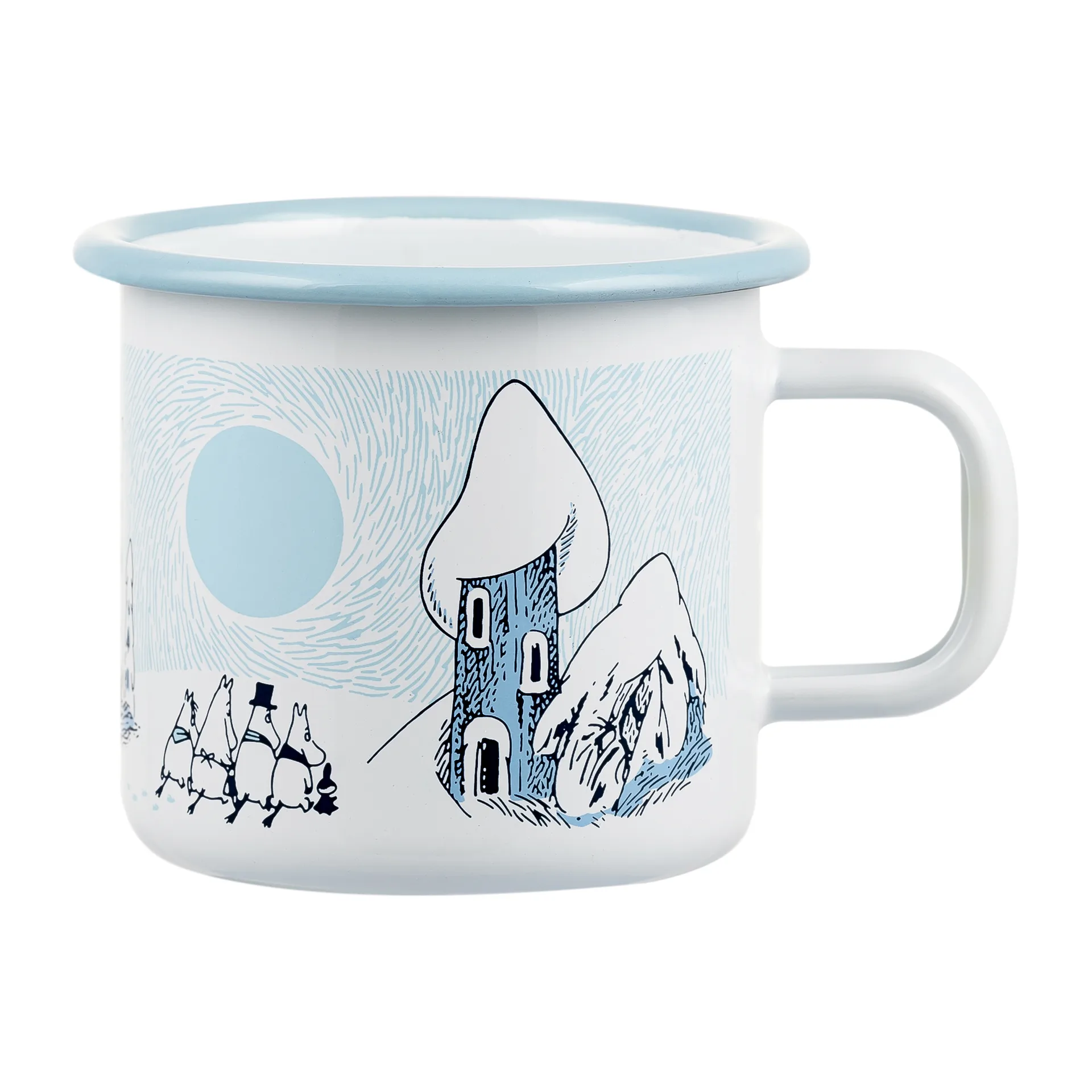 Mumin emaljmugg Snowy Valley 37 cl, Blå-vit Muurla