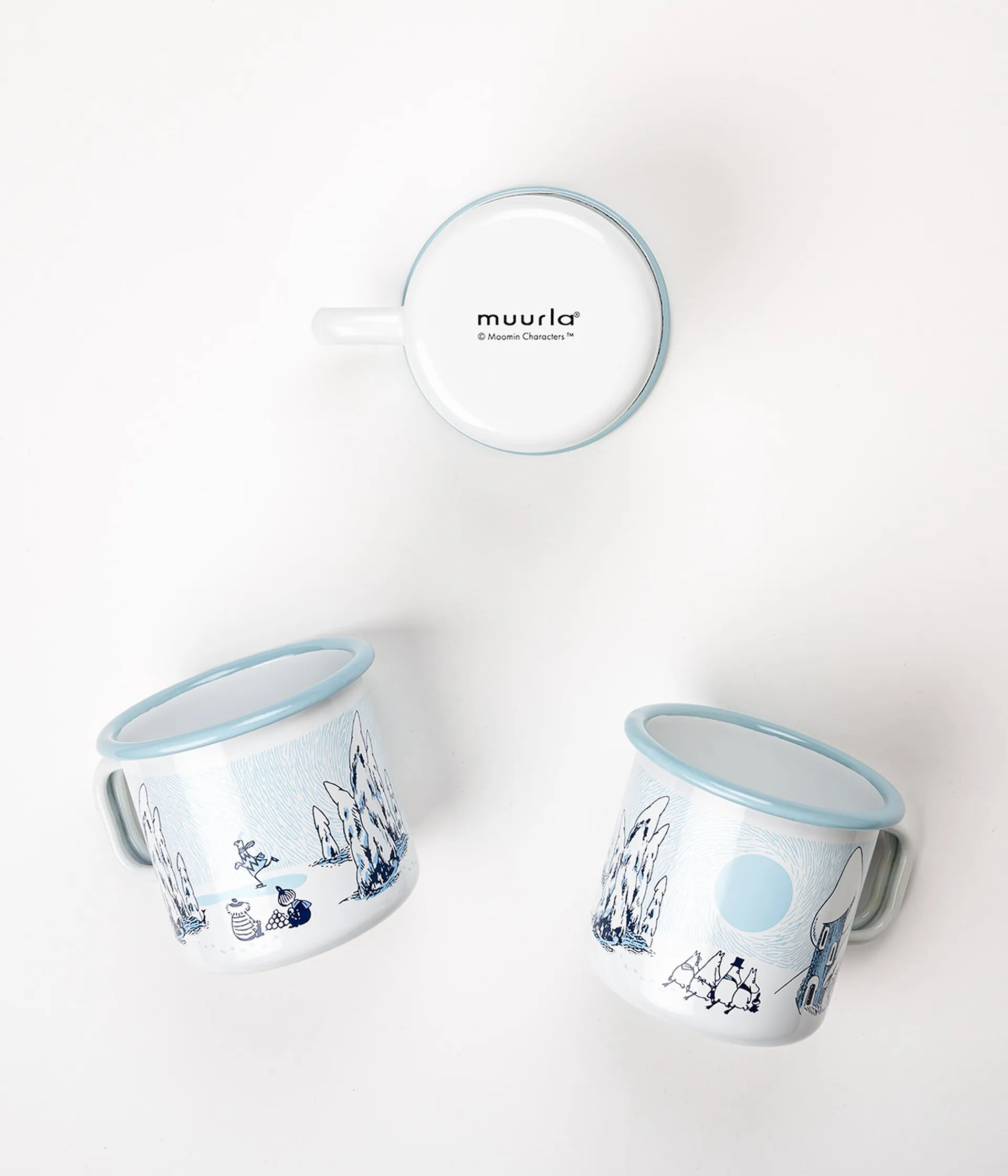Mumin emaljmugg Snowy Valley 37 cl, Blå-vit Muurla