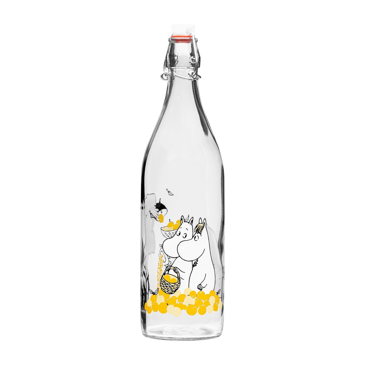 Muurla Mumin glasflaska 1 L Fruits | Skandinavisk Design | Vattenflaskor | Transparent