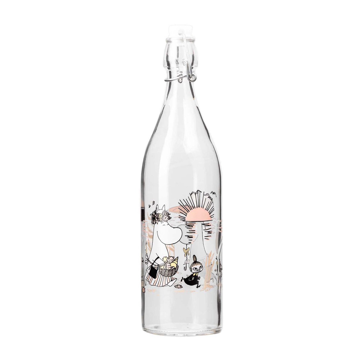 Muurla Mumin glasflaska 1 L The Beach | Skandinavisk Design | Vattenflaskor | Transparent