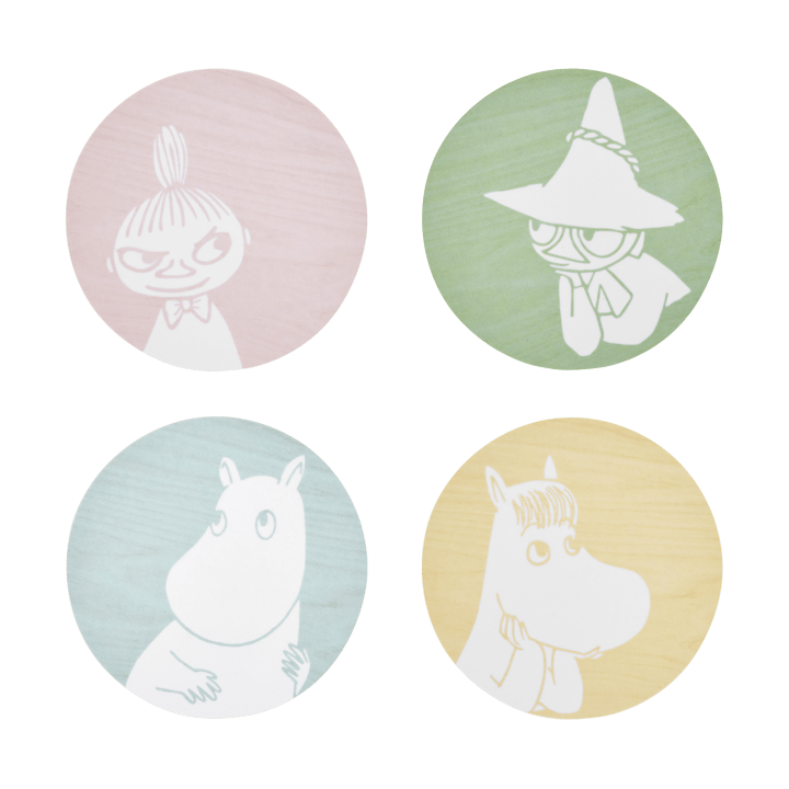 Mumin glasunderlägg Ø10 cm 4 delar - Moomin characters - Muurla