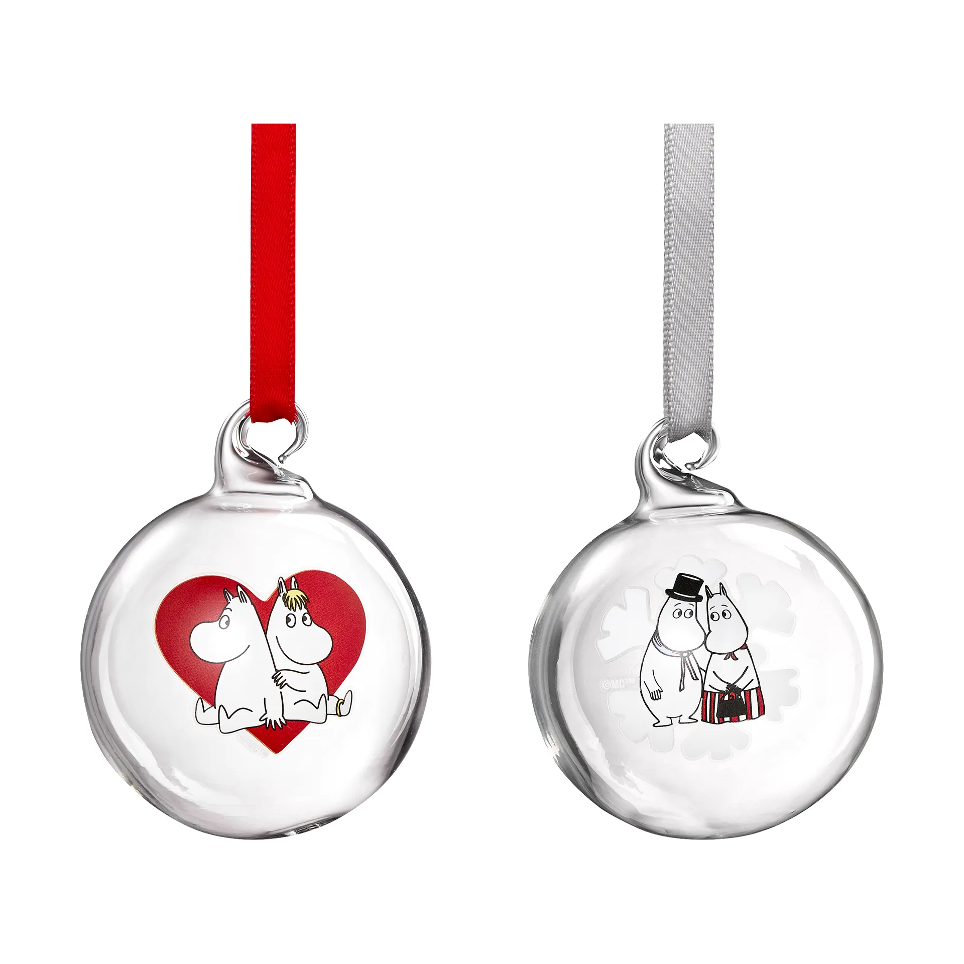 Mumin julgranskula Ø5 cm 2 delar, Heart-snowflake Muurla