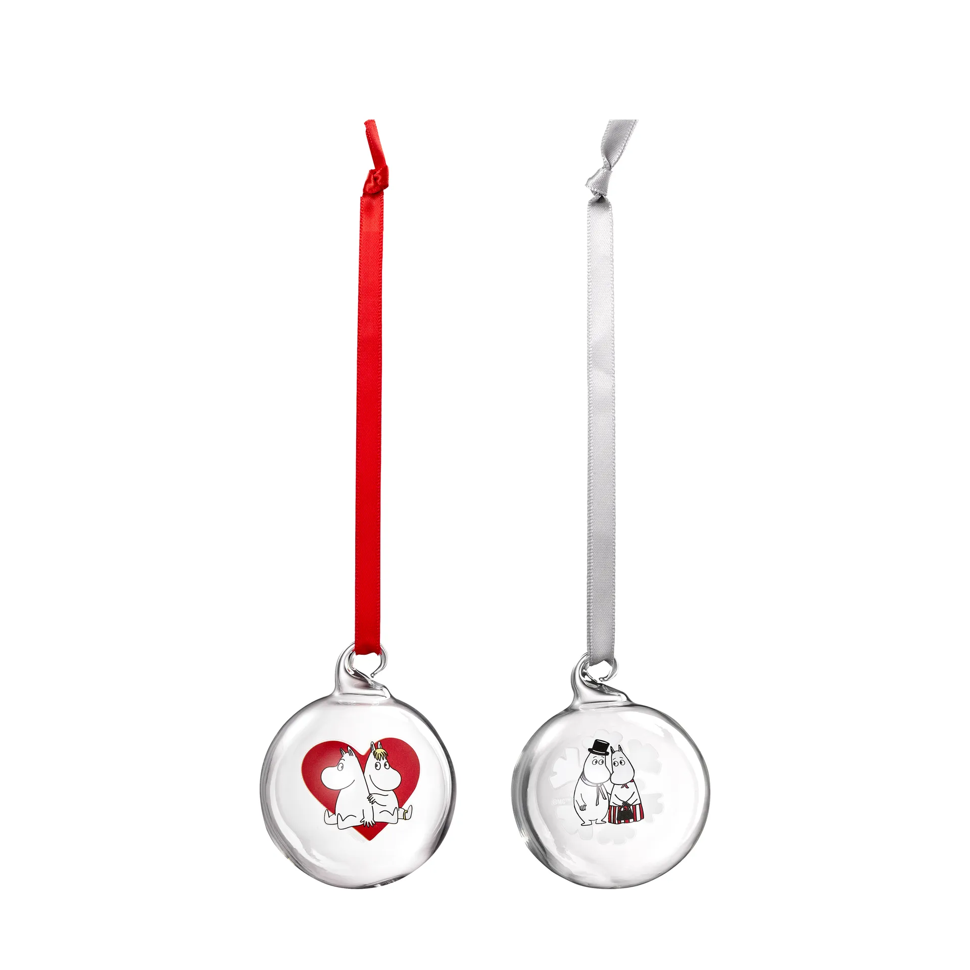 Mumin julgranskula Ø5 cm 2 delar, Heart-snowflake Muurla