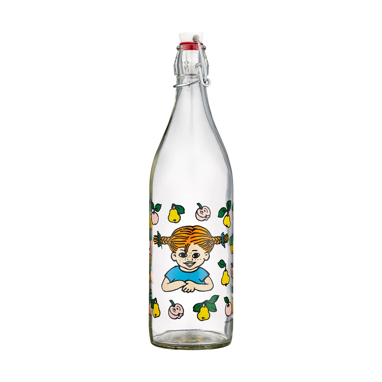 Muurla Pippi glasflaska 1 L Fruits | Skandinavisk Design | Vattenflaskor | Transparent