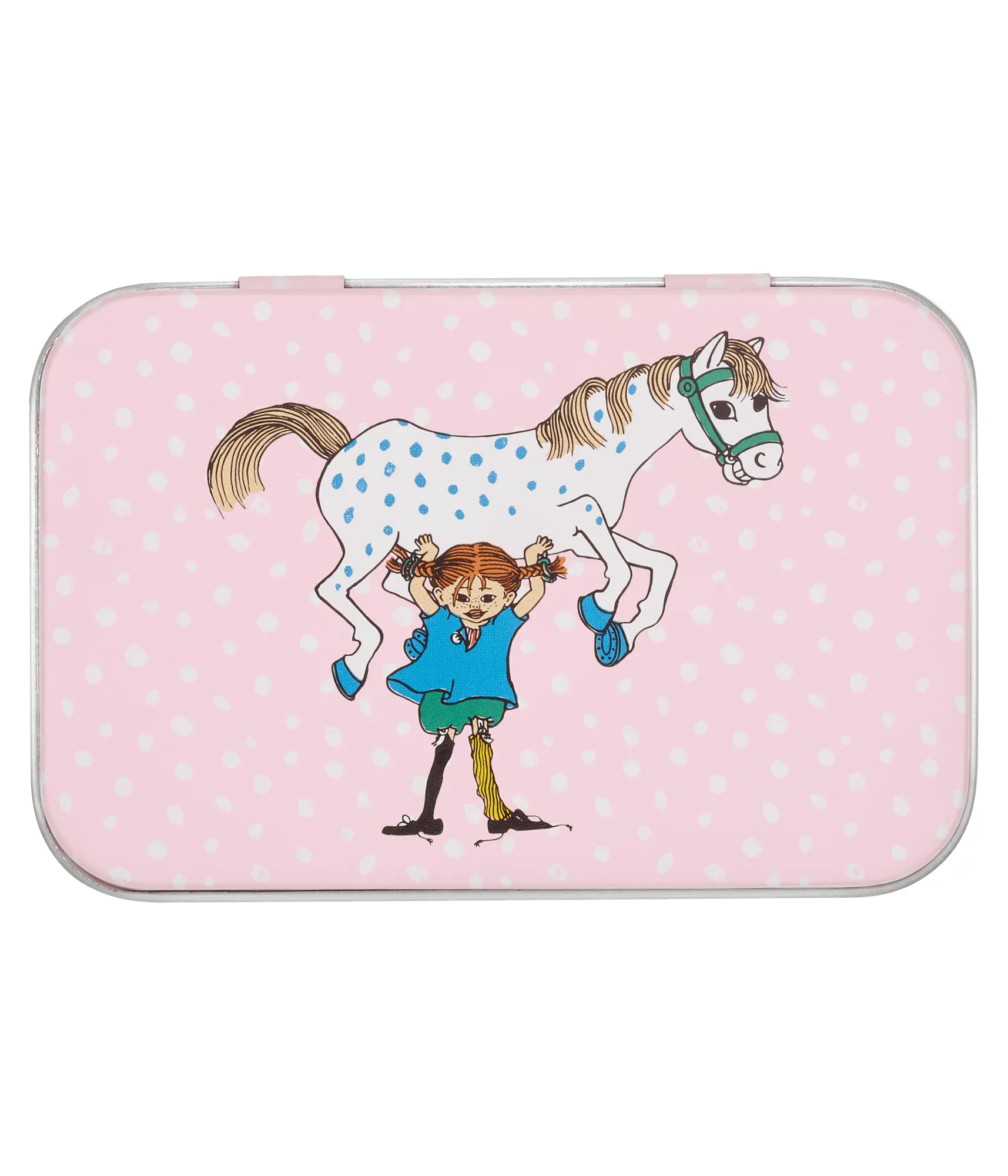 Pippi plåtburk 10x6,5x3 cm, Pippi and the Horse Muurla