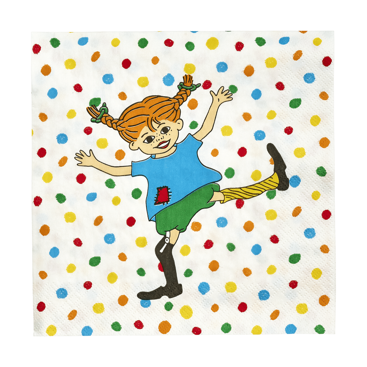 Muurla Pippi servetter 33x33 cm 20-pack Hoppsansa | Skandinavisk Design | Servetter | Vit
