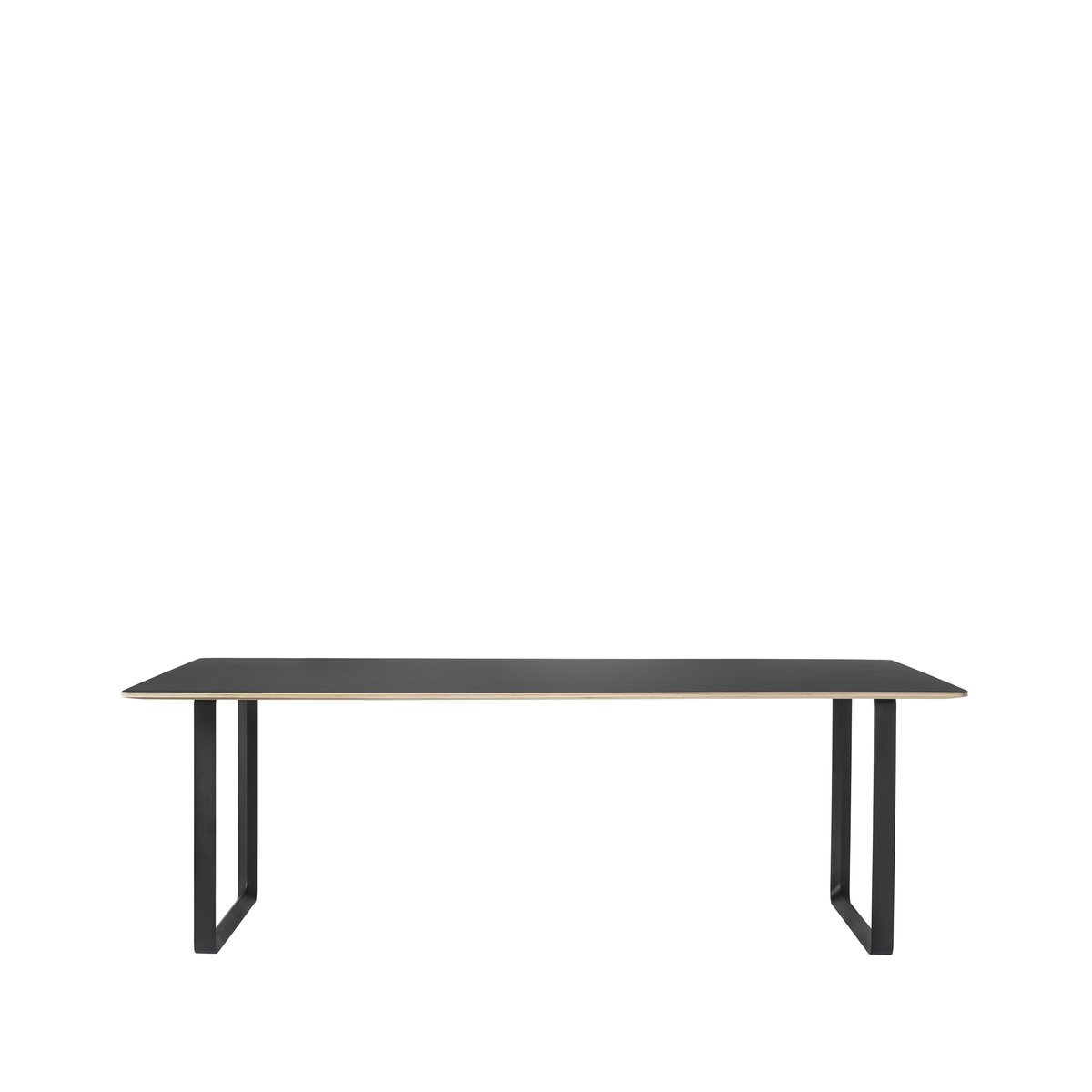 Muuto 70/70 matbord 255x108 cm Black linoleum-Plywood-Black