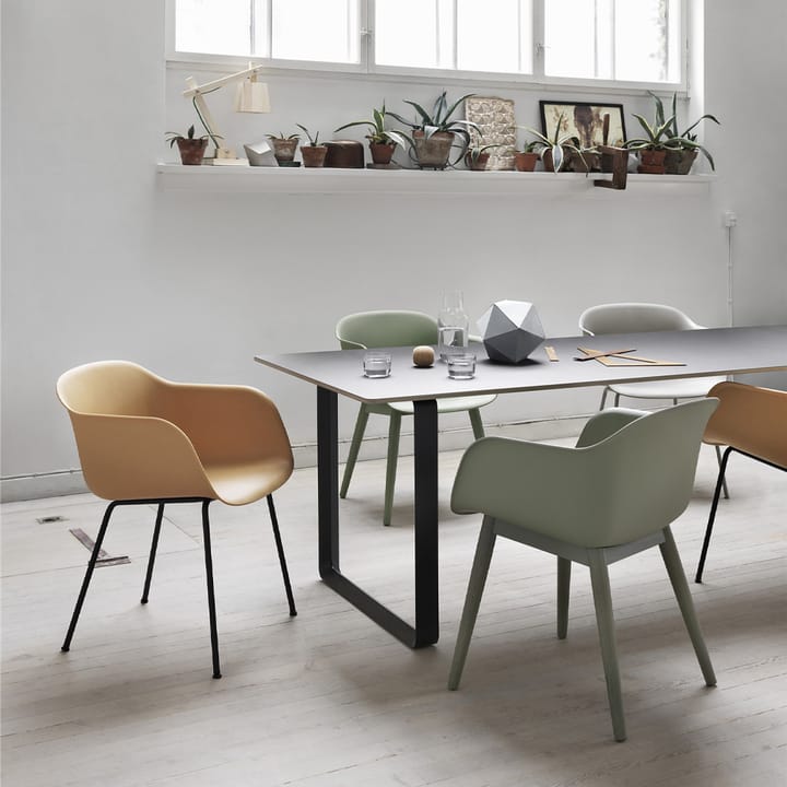 70/70 matbord 255x108 cm, Black linoleum-Plywood-White Muuto