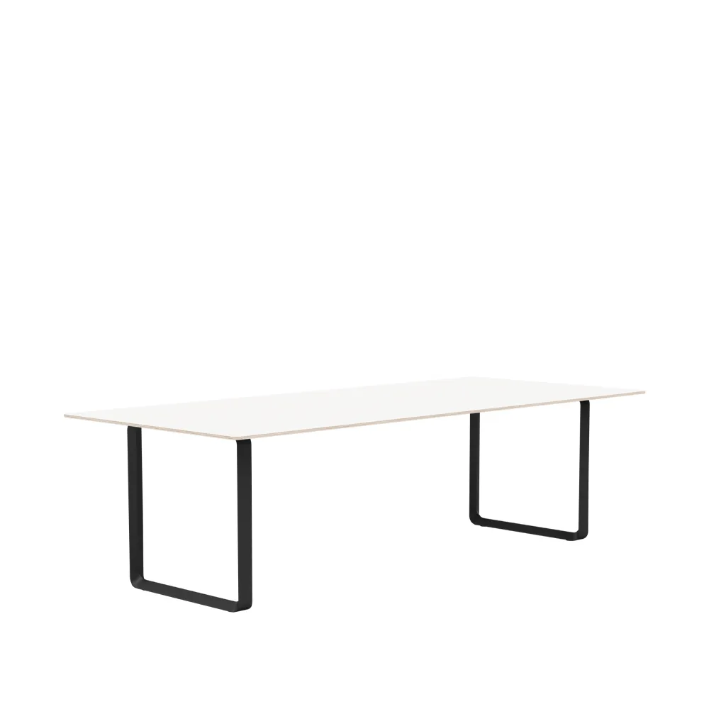 Muuto 70/70 matbord 255x108 cm White laminate-Plywood-Black