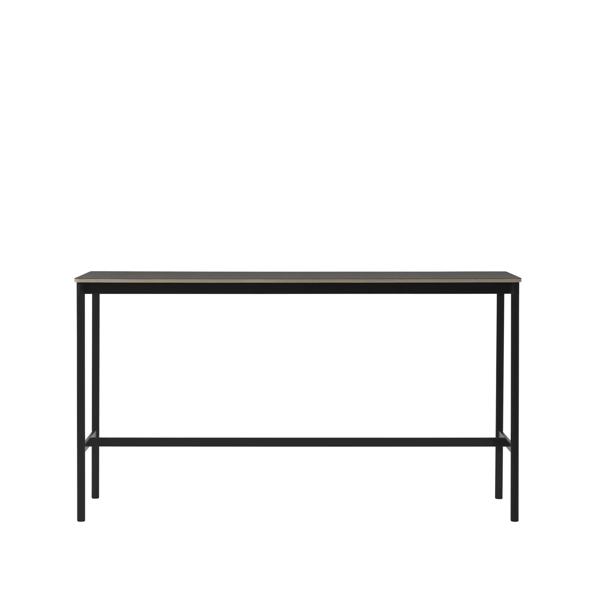 Base High barbord, black linoleum, svart stativ, plywoodkant, b50 l190 h105 Muuto