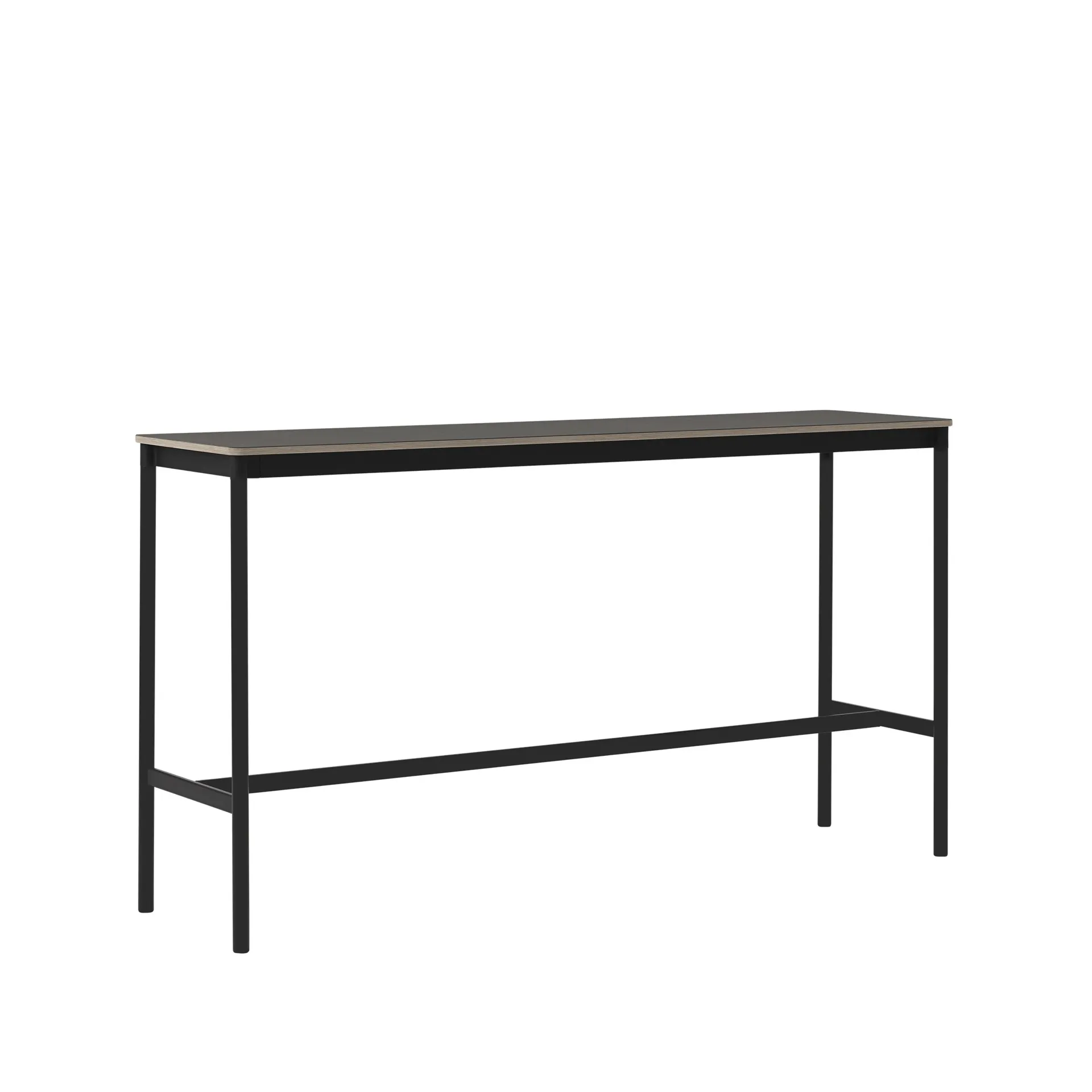 Base High barbord, black linoleum, svart stativ, plywoodkant, b50 l190 h105 Muuto