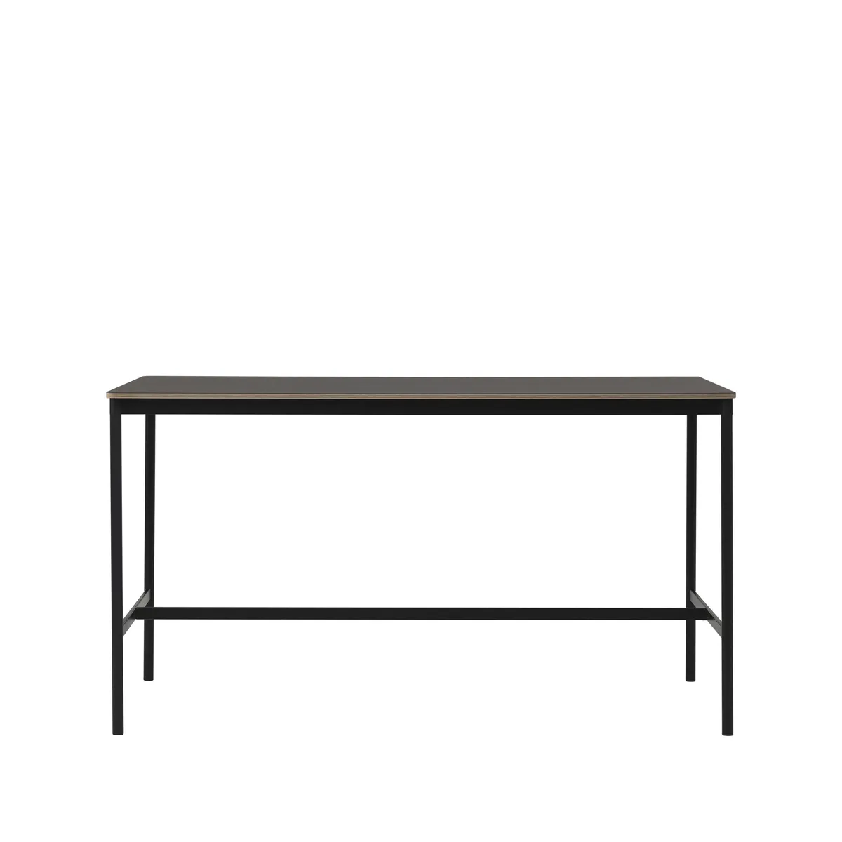 Muuto Base High barbord black linoleum, svart stativ, plywoodkant, b85 l190 h105