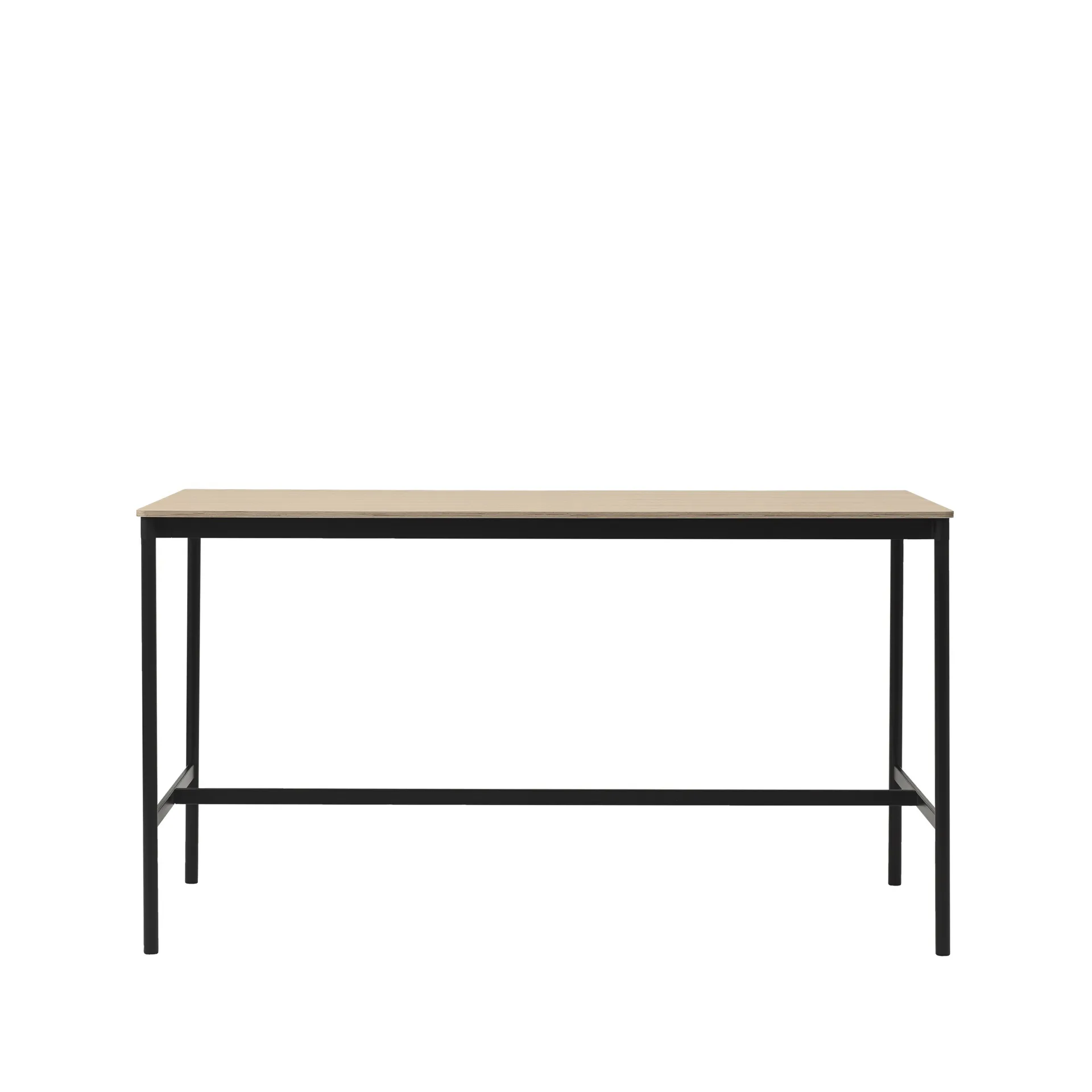 Base High barbord, oak, svart stativ, plywoodkant, b85 l190 h105 Muuto