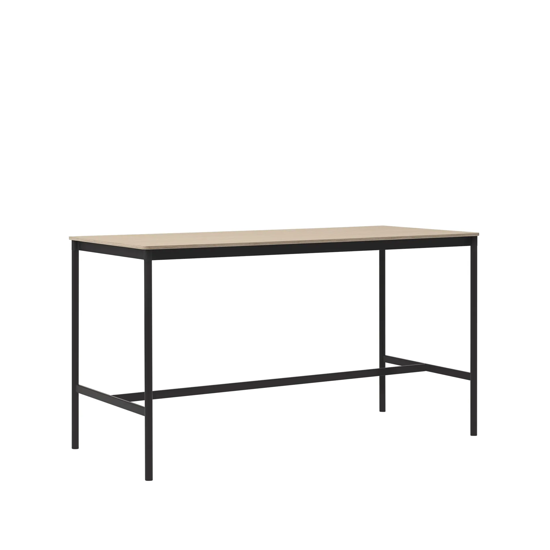 Base High barbord, oak, svart stativ, plywoodkant, b85 l190 h105 Muuto