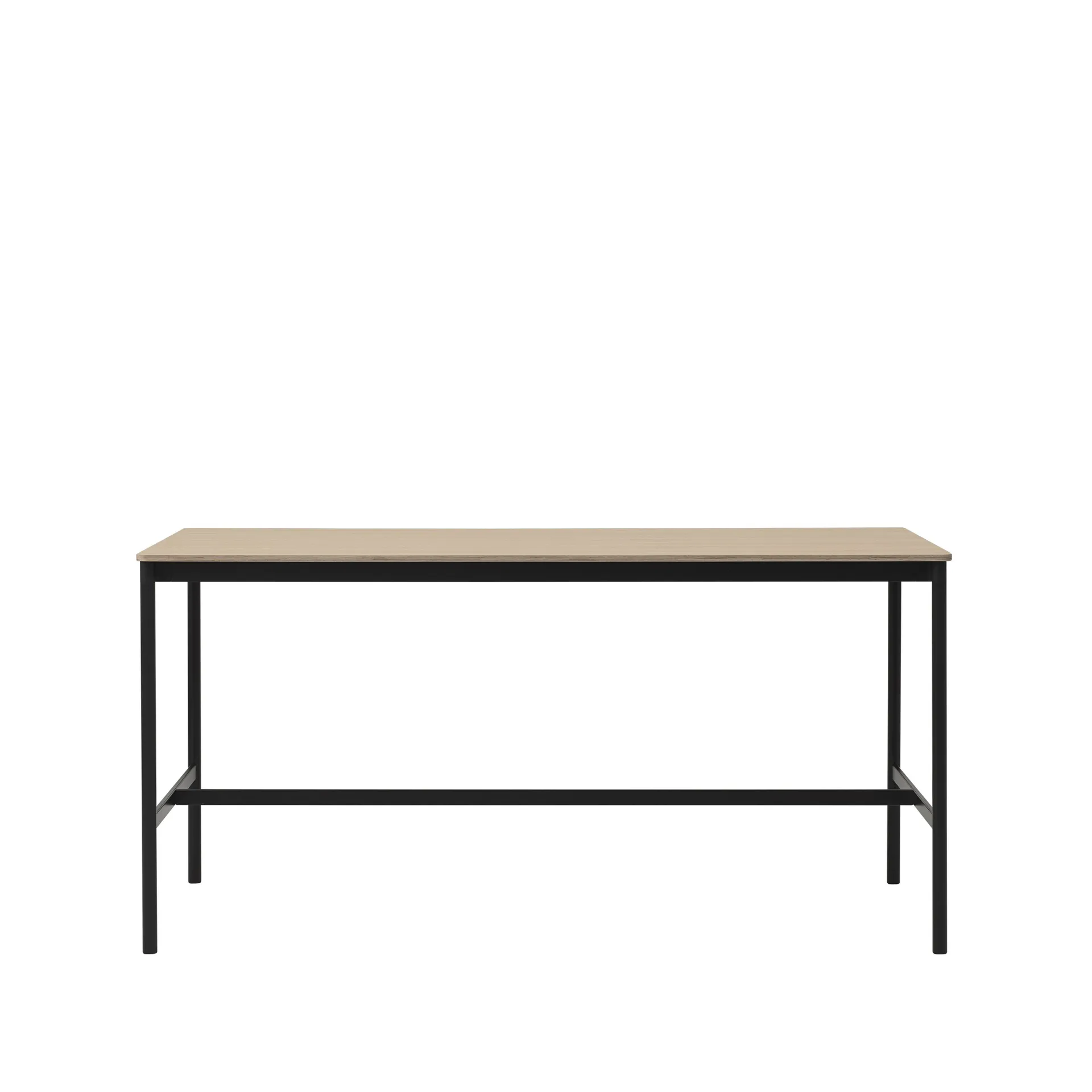 Base High barbord, oak, svart stativ, plywoodkant, b85 l190 h95 Muuto
