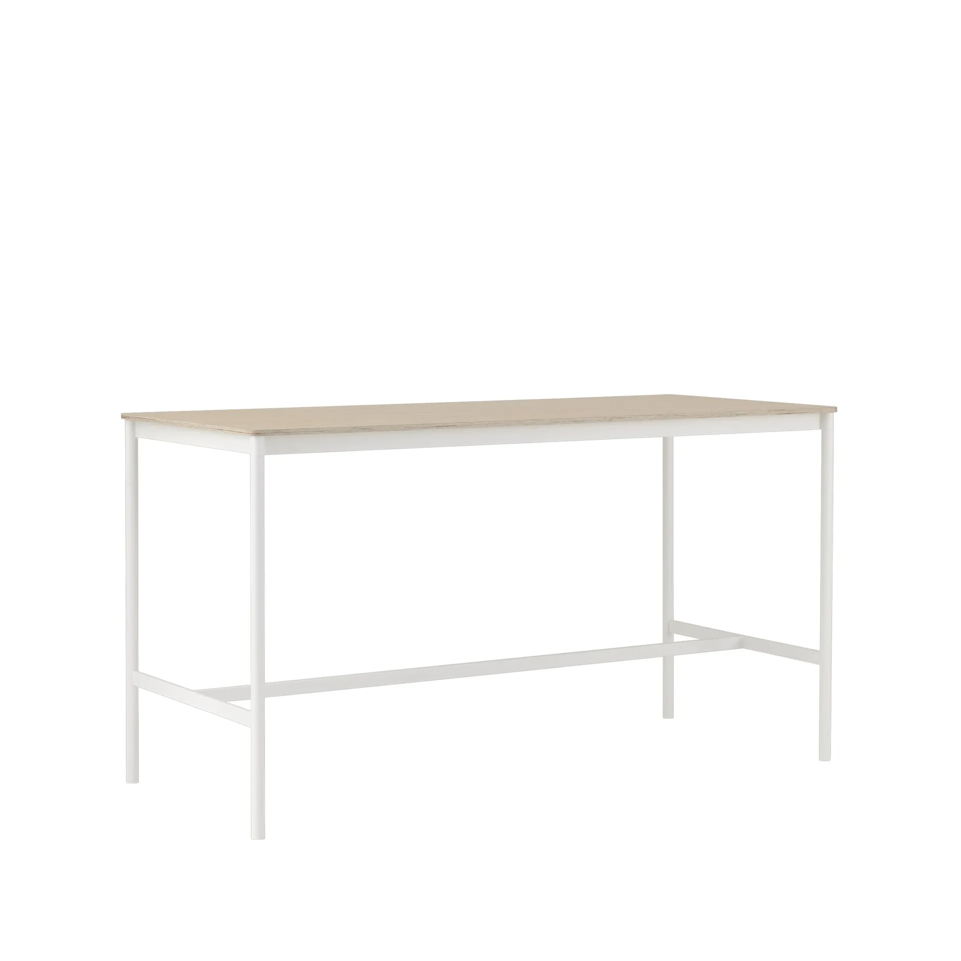 Base High barbord, oak, vitt stativ, plywoodkant, b85 l190 h105 Muuto
