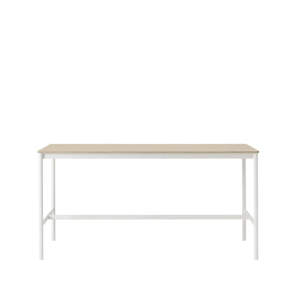 Muuto Base High barbord oak, vitt stativ, plywoodkant, b85 l190 h95