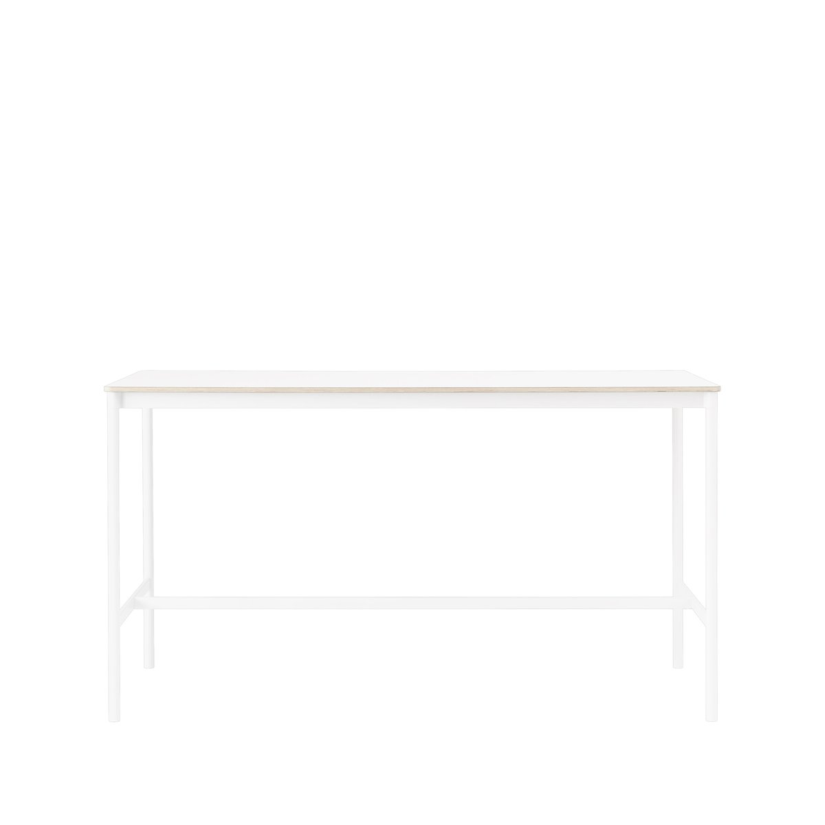 Muuto Base High barbord white laminate, vitt stativ, plywoodkant, b85 l190 h105