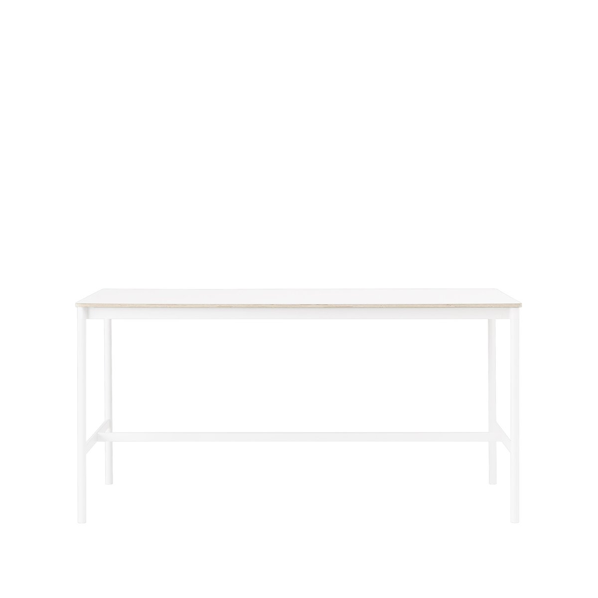 Muuto Base High barbord white laminate, vitt stativ, plywoodkant, b85 l190 h95