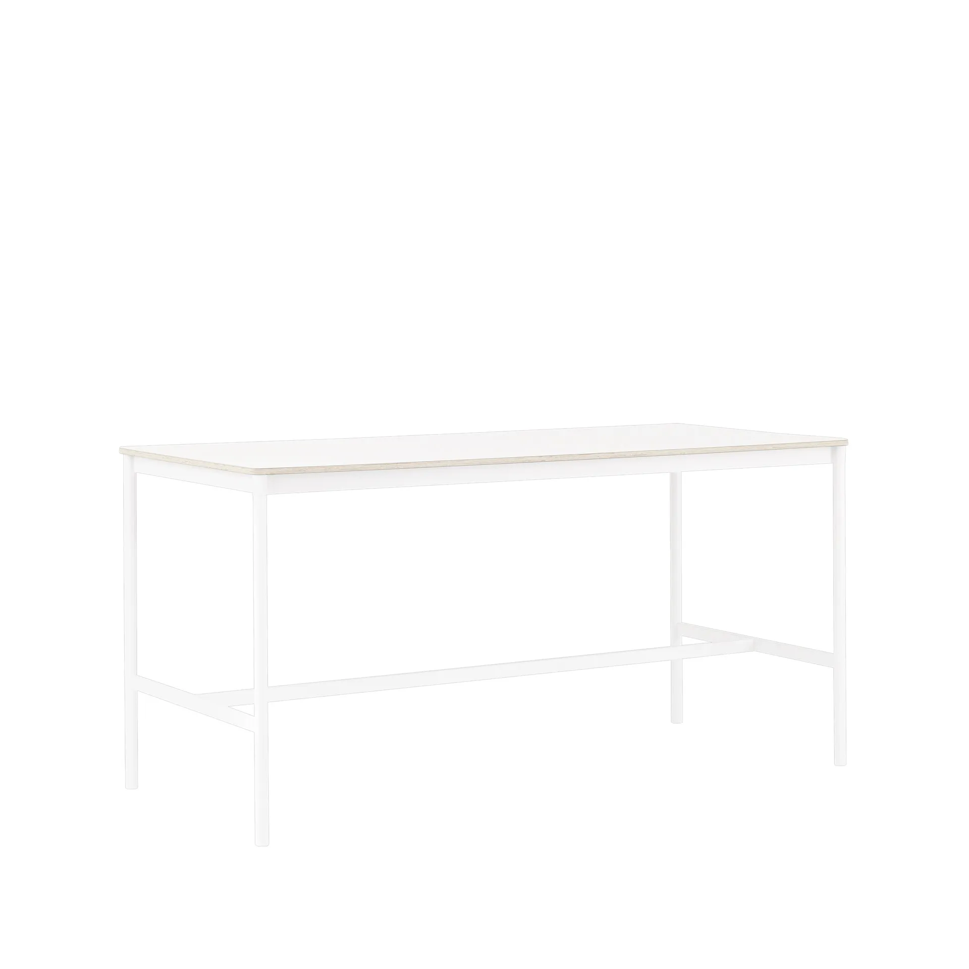 Base High barbord, white laminate, vitt stativ, plywoodkant, b85 l190 h95 Muuto