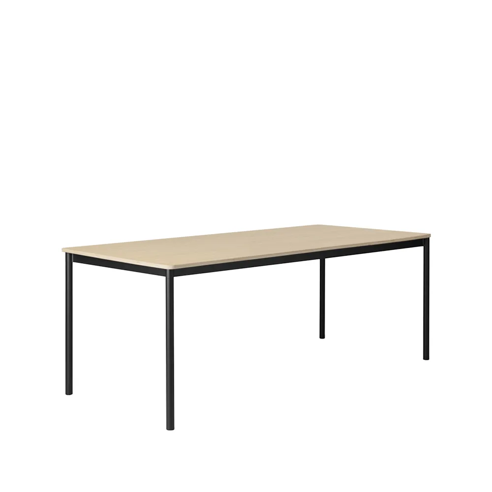 Muuto Base matbord oak, svart stativ, plywoodkant, 190x85cm