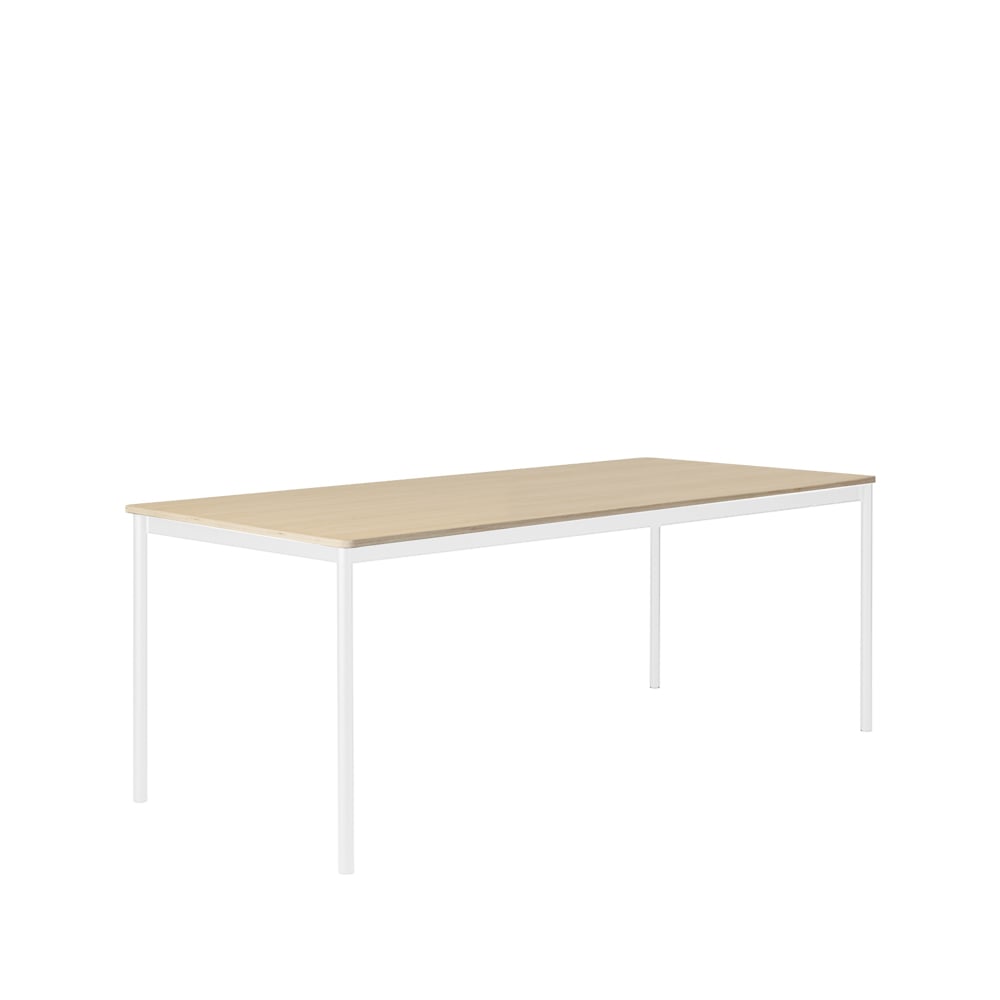 Muuto Base matbord oak, vitt stativ, plywoodkant, 190x85cm