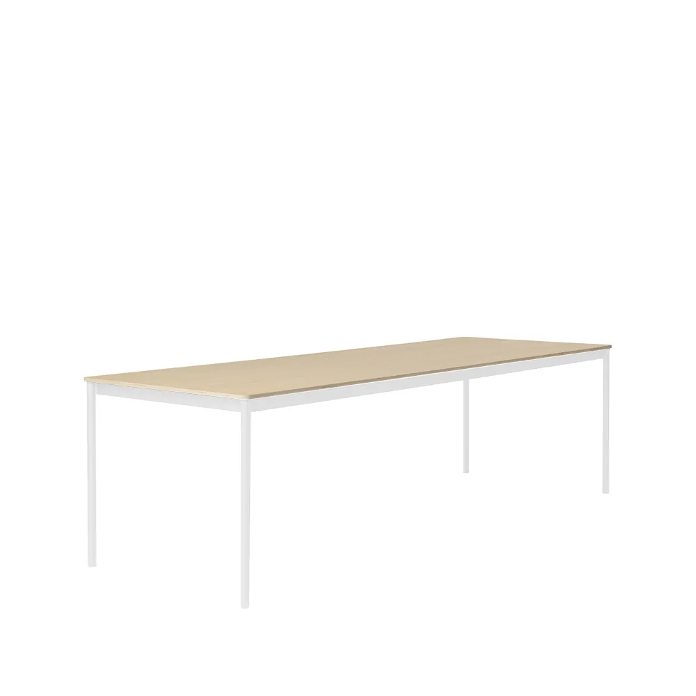 Muuto Base matbord oak, vitt stativ, plywoodkant, 250x90 cm