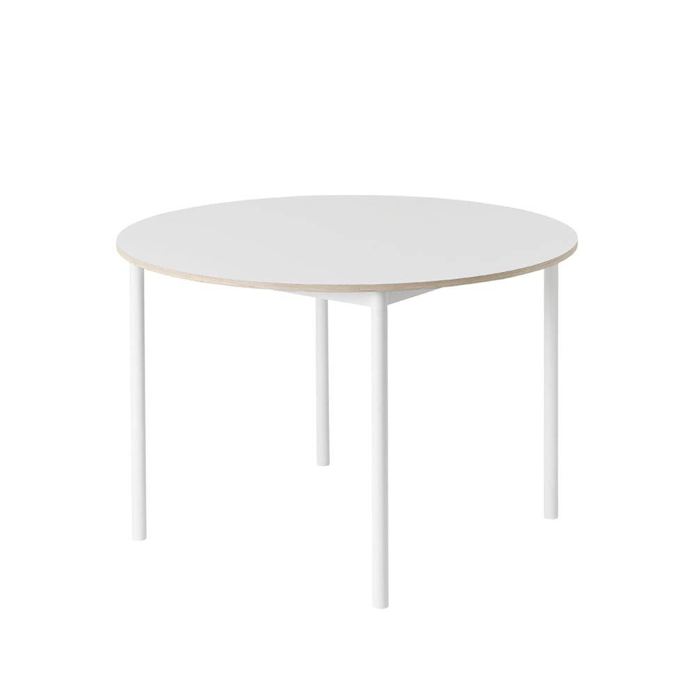 Muuto Base matbord runt 110 cm White laminate-Plywood-White