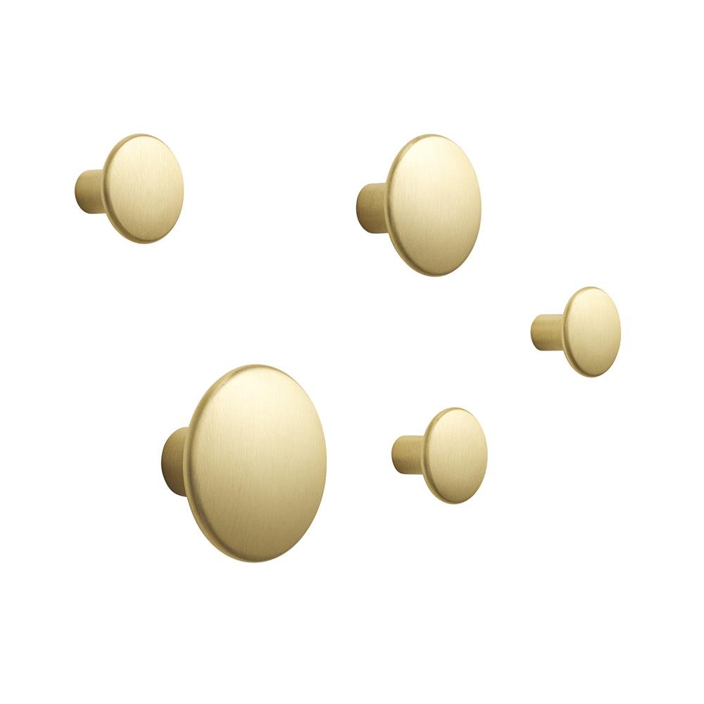 Muuto Dots Metal 5-pack Brass | Skandinavisk Design | Krokar & Hängare | Guldfärgad
