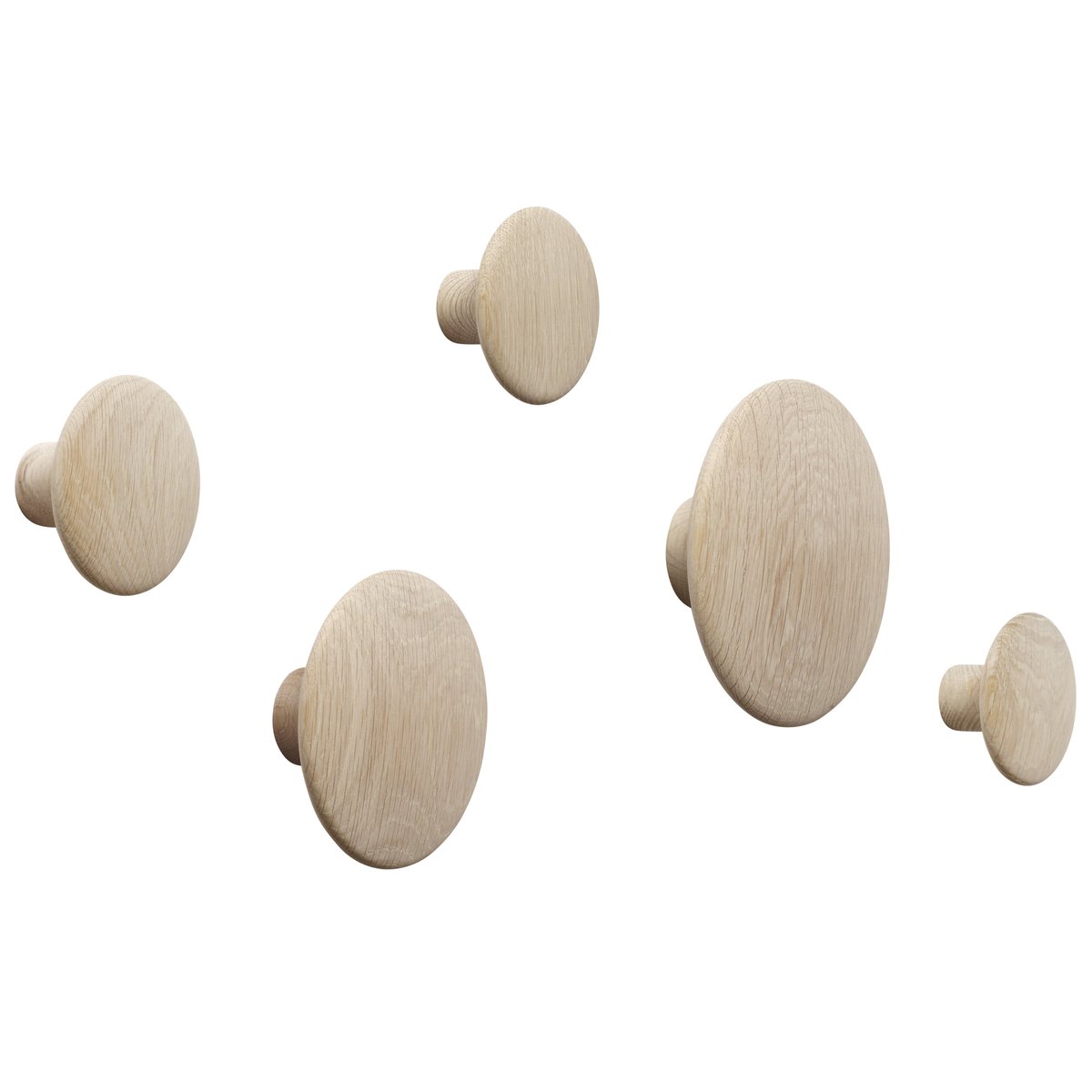 Muuto Dots Wood 5-pack Oak | Skandinavisk Design | Krokar & Hängare | Brun