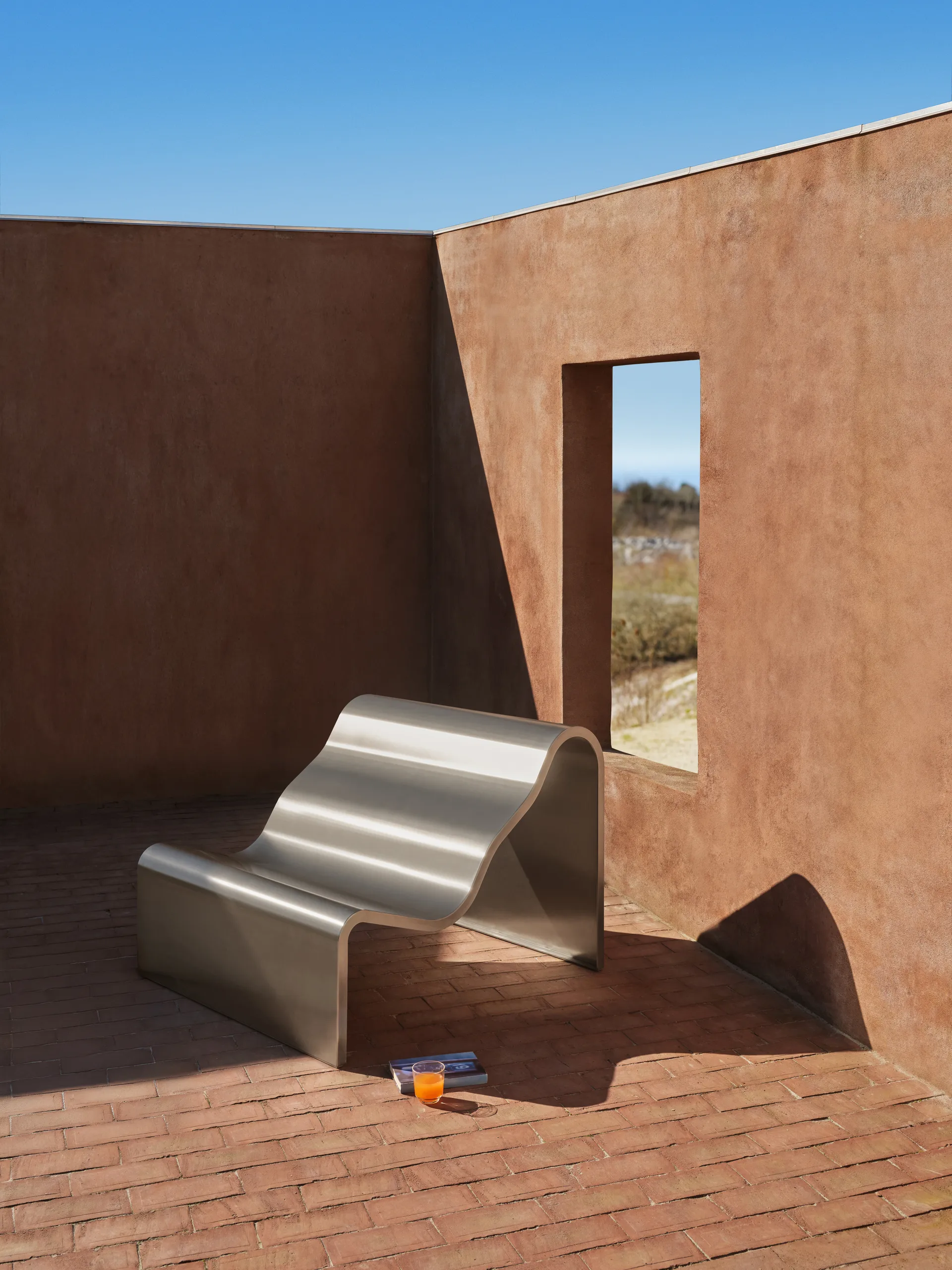 Dream View bänk, Borstat stål, 100 cm Muuto