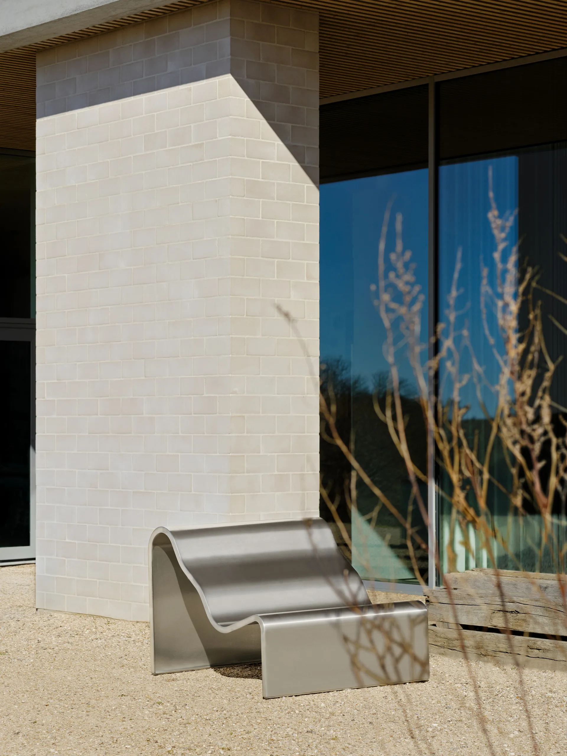 Dream View bänk, Borstat stål, 100 cm Muuto