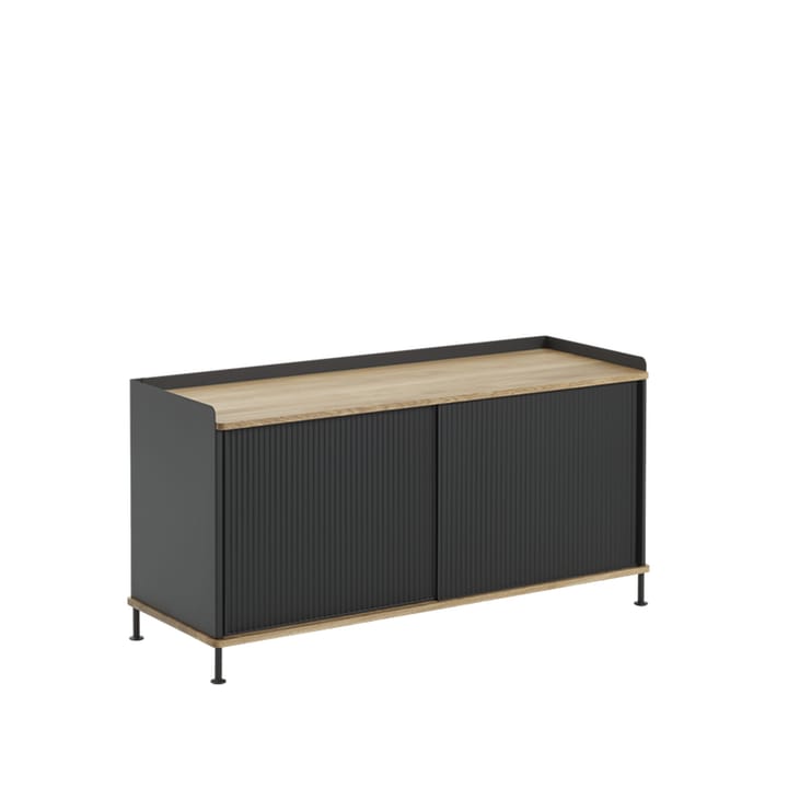 Enfold Low sideboard - Black-Oak-Metal - Muuto
