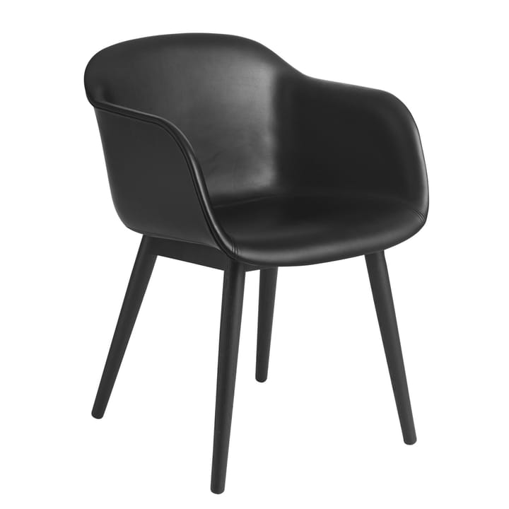 Fiber Armchair med träben - Refine leather black-Black - Muuto