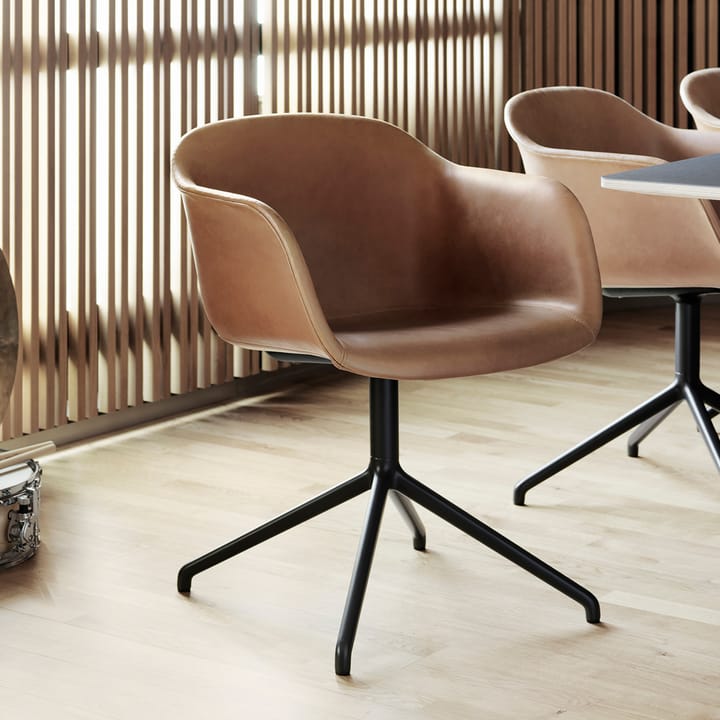 Fiber armchair swivel base with return kontorsstol, Ochre-anthracite black Muuto